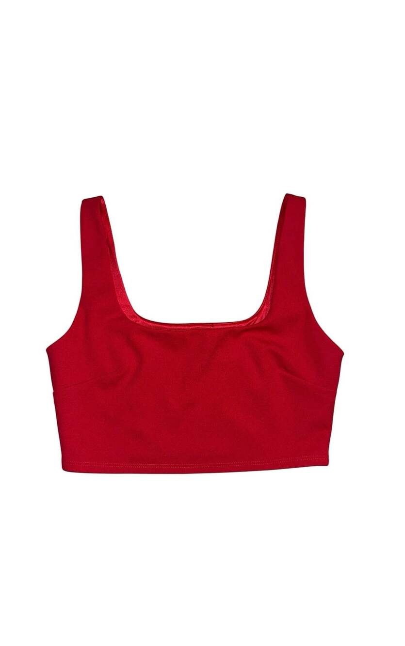 Lulus Crop Top Size L Red Square Neck Tank
